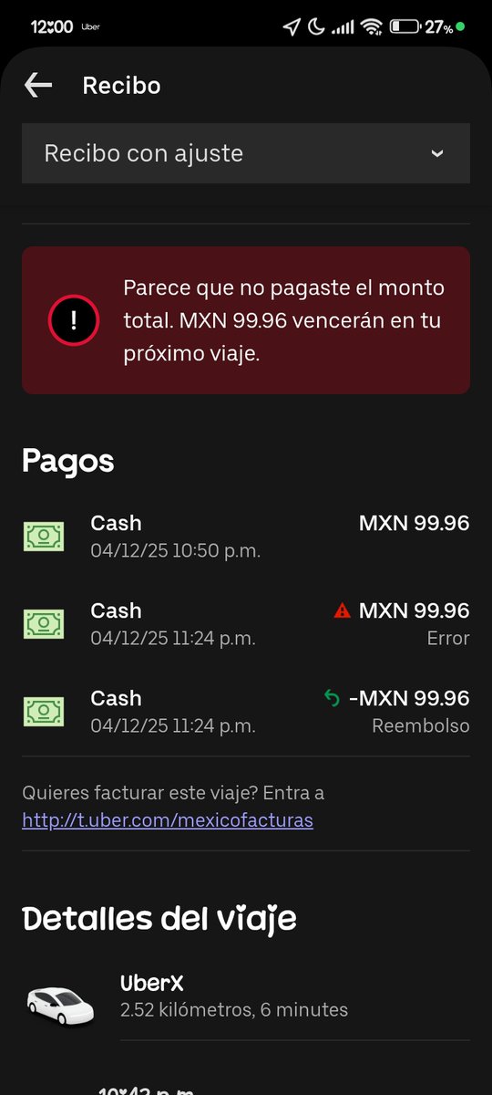 byeSanz's tweet photo. @Uber_MEX tu atención al cliente es una porquería. 
Cómo es posible que tú conductor diga media hora después que no le pagué aún cuando le pagué del más y se quedó mi cambio? Y ahora tengo que pagar de nuevo por qué tú centro de ayuda no ayuda! https://t.co/sKK6fM23AC