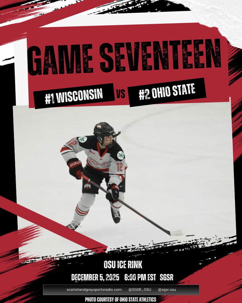 In what could be a potential national title rematch down the line, Ohio State and Wisconsin battle it out for crucial WCHA points.

📍OSU Ice Rink
⏰ 6:00 PM
📻 SGSR
🎙️ Connor Canfield and Aidan Fusner

🔗 scarletandgraysportsradio.com