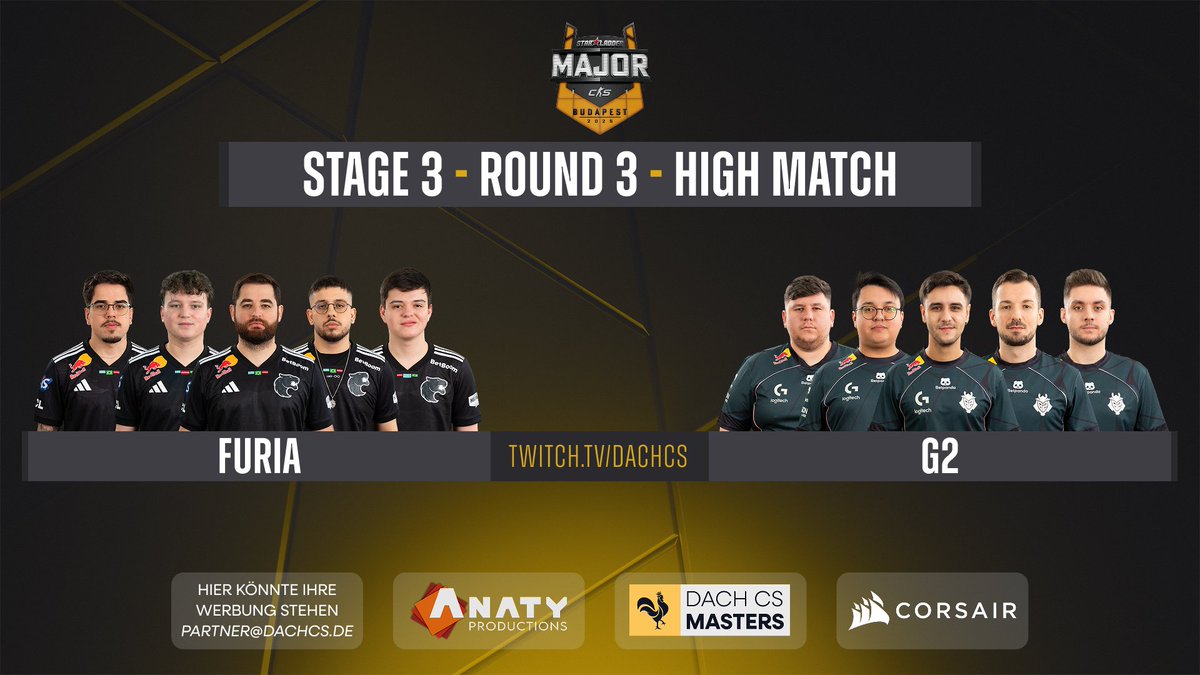 dachcs's tweet image. 🚨 Das letzte Match für heute auf dem A Stream startet bald! 🚨

Wir sehen @FURIA vs @G2CSGO 🔥 
Für wen seid ihr und wer würde eure Pickems noch retten? 👀

⬇️⬇️⬇️⬇️

⏰ 20:52
🔴 twitch.tv/dachcs 
🎙️ @Frixxum &amp;amp; @Theluchs4363 

#DACHCSMasters🐔