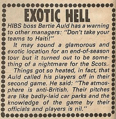 ScotsFootyCards's tweet photo. Exotic Hell #BertieAuld & #Hibs in #Haiti #Shoot! 1981-08-15 https://t.co/aNj9epHfQ8