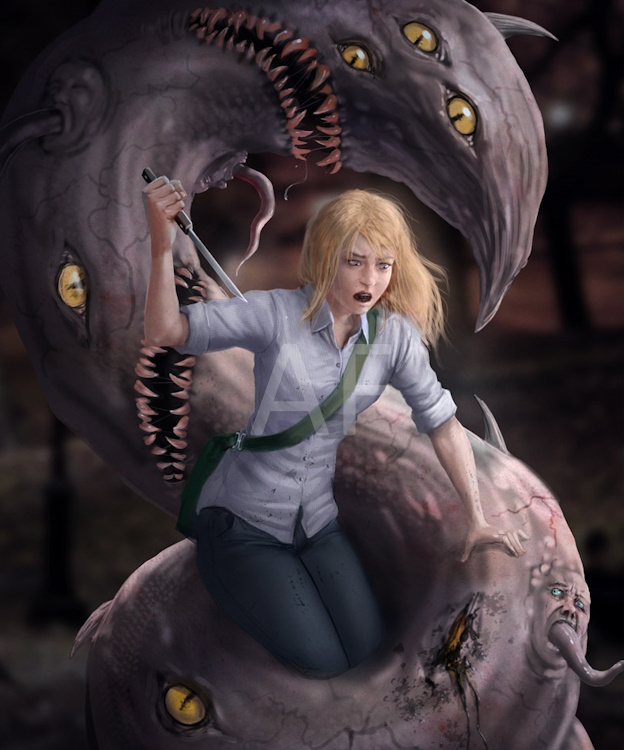 Jon44203's tweet photo. Art for one of the many hidden danger cards in Amethyst Falls. When scavenging for supplies, you may encounter various bosses. https://t.co/7z8XZbBBcd