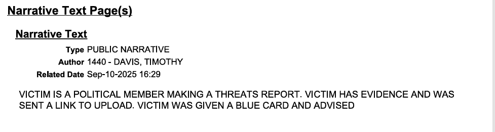 taylr's tweet photo. more feminist caucus fallout: the police report cd5 candidate latonya reeves filed against nick kruse. weirdly, she lied &amp; gave police a family member's address over north instead of her own ward 7 address, which is public as part of her FEC filing

she felt he threatened her 1/2 https://t.co/Vk9sOLunX6