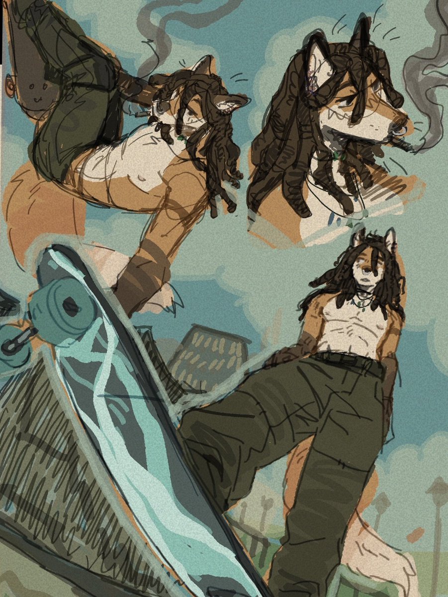 Skating fox :] 🛹🦊 owed sketchpage for a friend