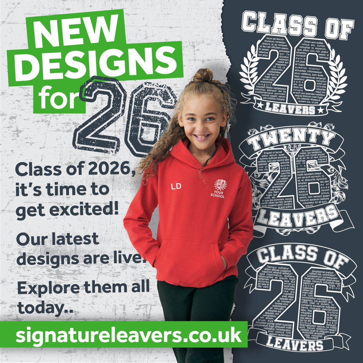 CLASS OF 2026 – LET THE HOODIE HYPE BEGIN! It's never too early to plan! Get ready to leave in style with personalised Leavers Hoodies. 

✅ Quality you’ll love 
✅ Standout designs 
✅ Lasting memories

Schools are booking NOW – secure your hoodies today! signatureleavers.co.uk