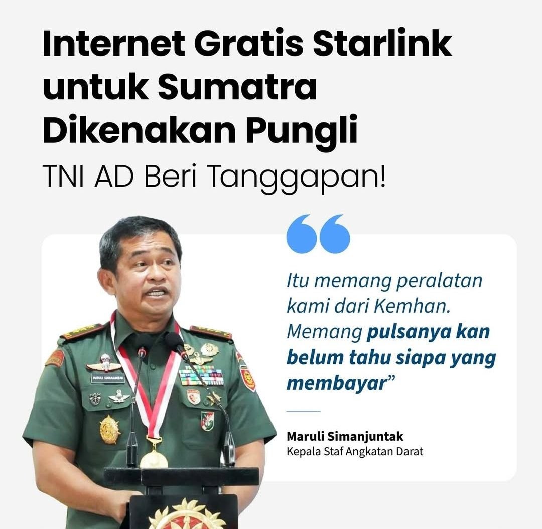 Stakof's tweet photo. Dulu itu Belanda pernah memperkerjakan rakyat Indonesia, terutama untuk periode Daendels (1808-1811).

Dalam tahap awal pembangunan rute Buitenzorg-Kandanghaur, setiap pekerja seharusnya menerima upah sebesar 4 ringgit sebulan ditambah 4 gantang dan garam. Namun, uang ini diserahkan kepada para Bupati yang memimpin pekerja proyek, bukan langsung kepada buruh.

Di sinilah muncul masalah.

Berdasarkan penelitian dari Komunitas Cirebon History, setiap pekerja seharusnya menerima upah sebesar 10 sen setiap minggu beserta beras dan garam, namun oleh para bupati upah tersebut tidak dibayarkan kepada rakyat.

Konon, hal ini menciptakan awal mula praktik korupsi di kalangan bupati pribumi, karena Belanda memberikan upah kepada pribumi melalui bupati namun tidak ada catatan menunjukkan faktur atau bukti pembayaran dari bupati ke pribumi.

Akibatnya, rakyat yang bekerja banyak yang mengalami kelaparan meskipun secara nominal telah diberikan upah. Pak Peter Carey pernah menjelaskan bahwa tidak hanya gaji, tetapi juga persiapan bekal dan alat-alat mengalami banyak penyelewengan.

Katanya ada data yang menunjukkan pembangunan jalan pos tersebut telah menelan korban sebanyak 30.000 orang (menurut sumber lain: perkiraan antara 7.000-14.000). Hal ini tidak mungkin terjadi jika semua alat-alat, dana dan logistik dikelola dengan baik.

Ternyata, penyelewengan seperti ini masih terjadi. Ketika Elon Musk menggratiskan Starlink untuk korban di Sumatera, supaya koneksi jaringan internet kembali pulih, ada aja yang memanfaatkannya.

Jadi, kalau mau dapat WiFi dari Starlink yang sudah digratiskan itu, korban harus bayar 20ribu untuk satu jam, menurut kabar dari Jawa Pos. Kemudian di linimasa X ada klarifikasi dari TNI, yang ngomong Kepala Staf Angkatan Darat. Katanya:

"Itu memang peralatan kami dari Kemhan. Memang pulsanya kan belum tahu siapa yang membayar."

Starlink itu gak pakai pulsa. Di samping itu, sudah digratiskan Elon Musk. Justru "Starlink Pakai Pulsa" itu tiga kata lucu.

La haula wa la quwwata illa billah...