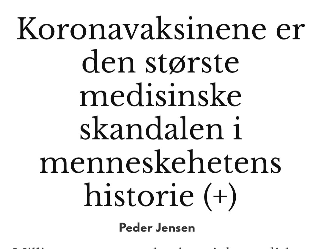 For meg skal du få mene hva du vil om vaksinene (selv om de er søppel), men det du ikke kommer unna er den sinnsyke oppførselen til Ola og Kari under pandemien.

Når jeg så hvor sinnsyke dere var, og deres villighet til å være det, skjønte jeg at dere er farlige.

Styrt av et