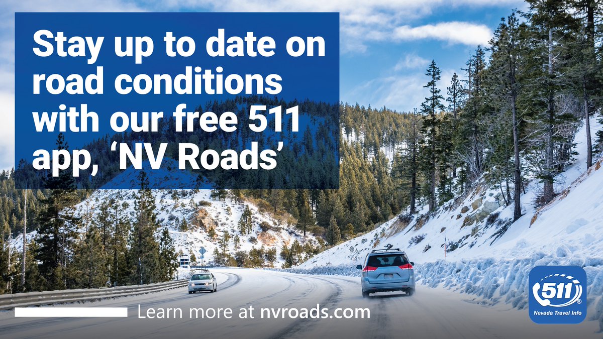Happy #NationalAppDay. The Nevada 511 app gives you live traffic updates, road conditions, and real time alerts for safer travel across the state. Download it today and #KnowBeforeYouGo. 📱