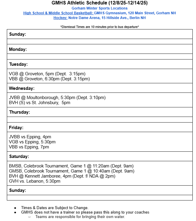 gmhsnh's tweet photo. GMHS Athletic Schedule (12/8/25-12/14/25) https://t.co/m2Zhk0mL47 via @ParentSquare https://t.co/fBEcp2PSmR