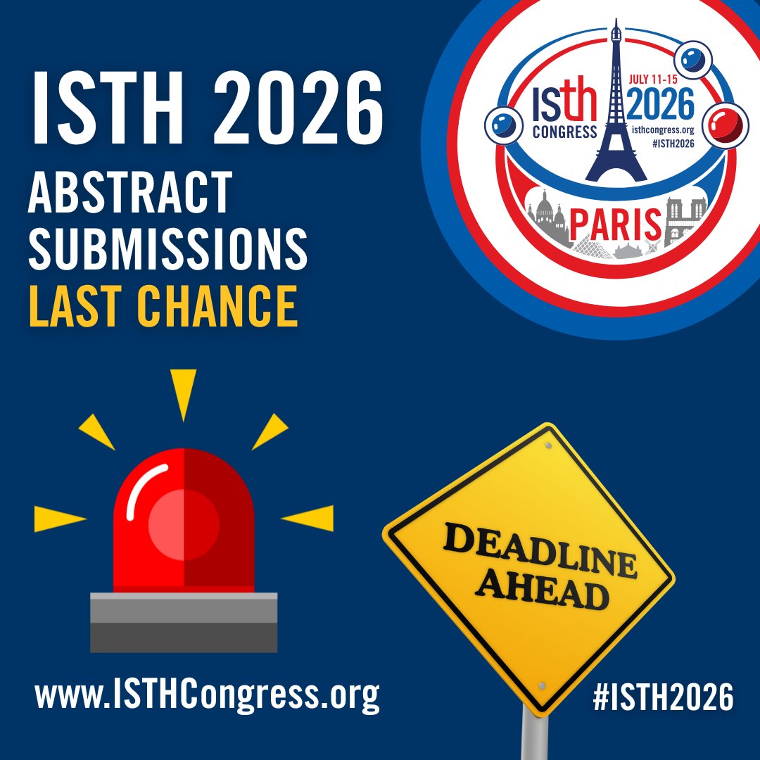 isth's tweet photo. 🚨 Last chance! The abstract deadline is tomorrow.

Don’t miss your opportunity to share your science at #ISTH2026.

Submit now: https://t.co/BH5YLfN8Pm https://t.co/nOyA7ljQic