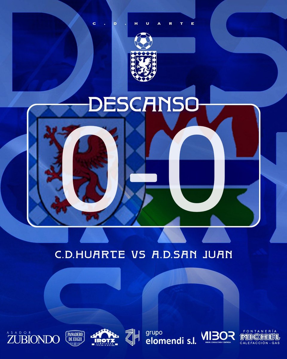 𝗗𝗘𝗦𝗖𝗔𝗡𝗦𝗢 | ⏸️ 45’ | 0-0 | ¡Descanso del #HuarteSanJuan en el Nuevo Areta! ⚔️ 

#TodoAlAzul | #TerceraRFEF 🏆