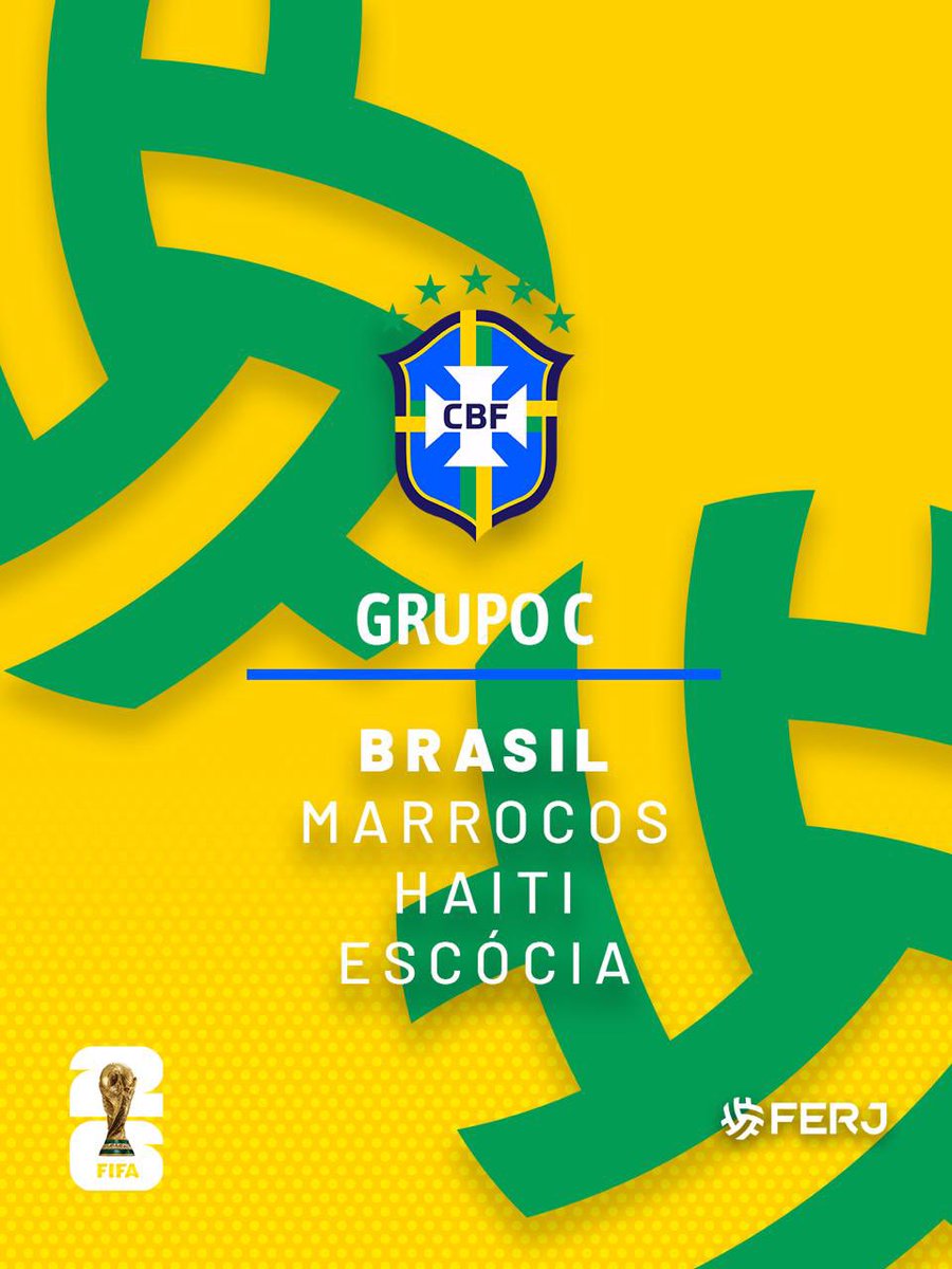 A COPA JÁ COMEÇOU! 🇧🇷 

Nesta sexta-feira (05/12), em Washington (EUA), a Fifa sorteou os 12 grupos da Copa do Mundo de 2026 e o Brasil estará no Grupo C junto com Marrocos, Haiti e Escócia.

A estreia será diante dos marroquinos (13/06), depois a seleção vai enfrentar os