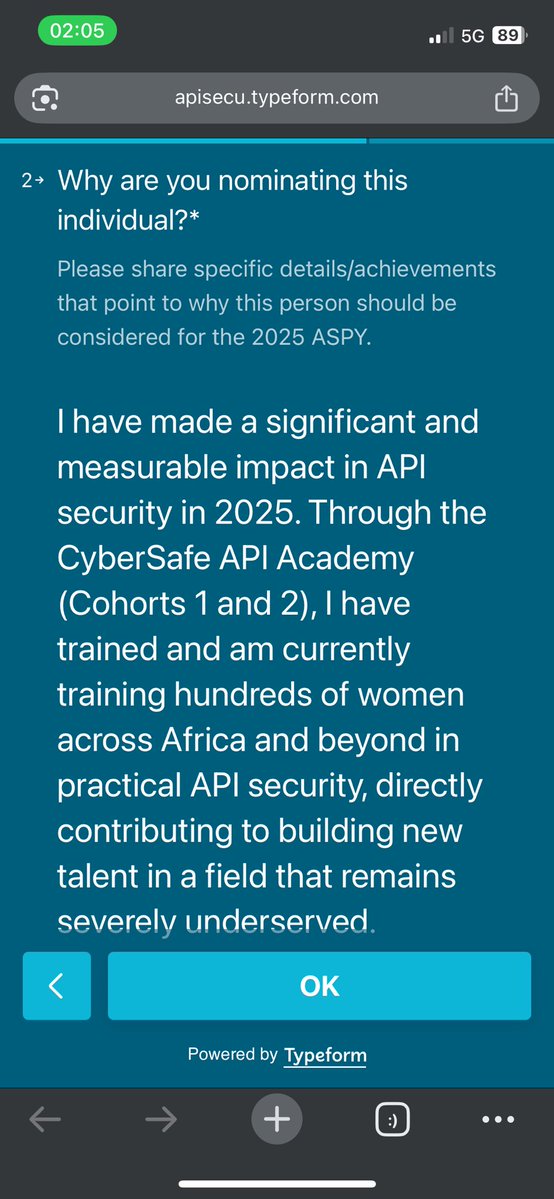 ce3nerd's tweet image. I was teary after finding out I’m named a finalist for the 2025 ASPY Award, I’m super grateful to everyone who nominated me. This means a lot because everything I do in API security is for the community, what started with pure passion brought me here. It’s now time to vote👇🧵
