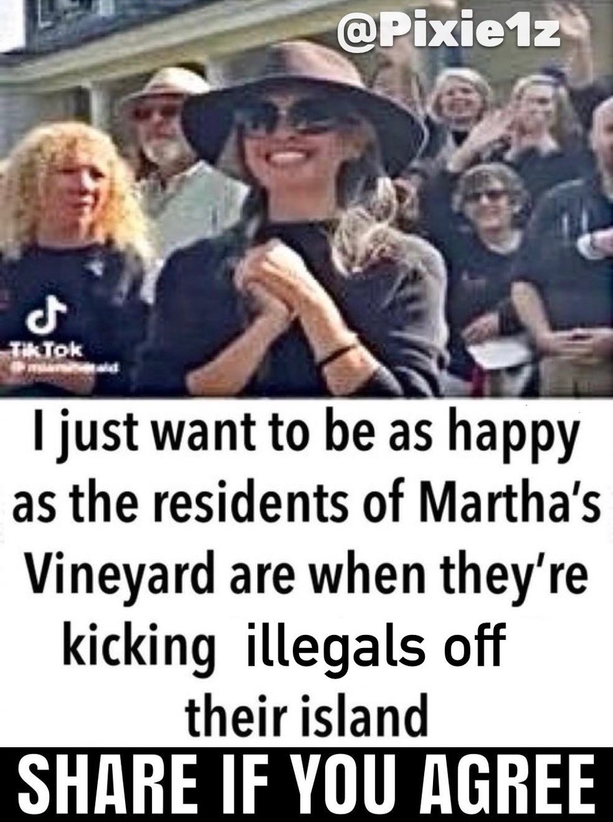 Pixie1z's tweet photo. I just want to feel as happy as the people on Martha's Vineyard who removed their illegals with the Massachusetts National Guard. https://t.co/wMHTOXY01N