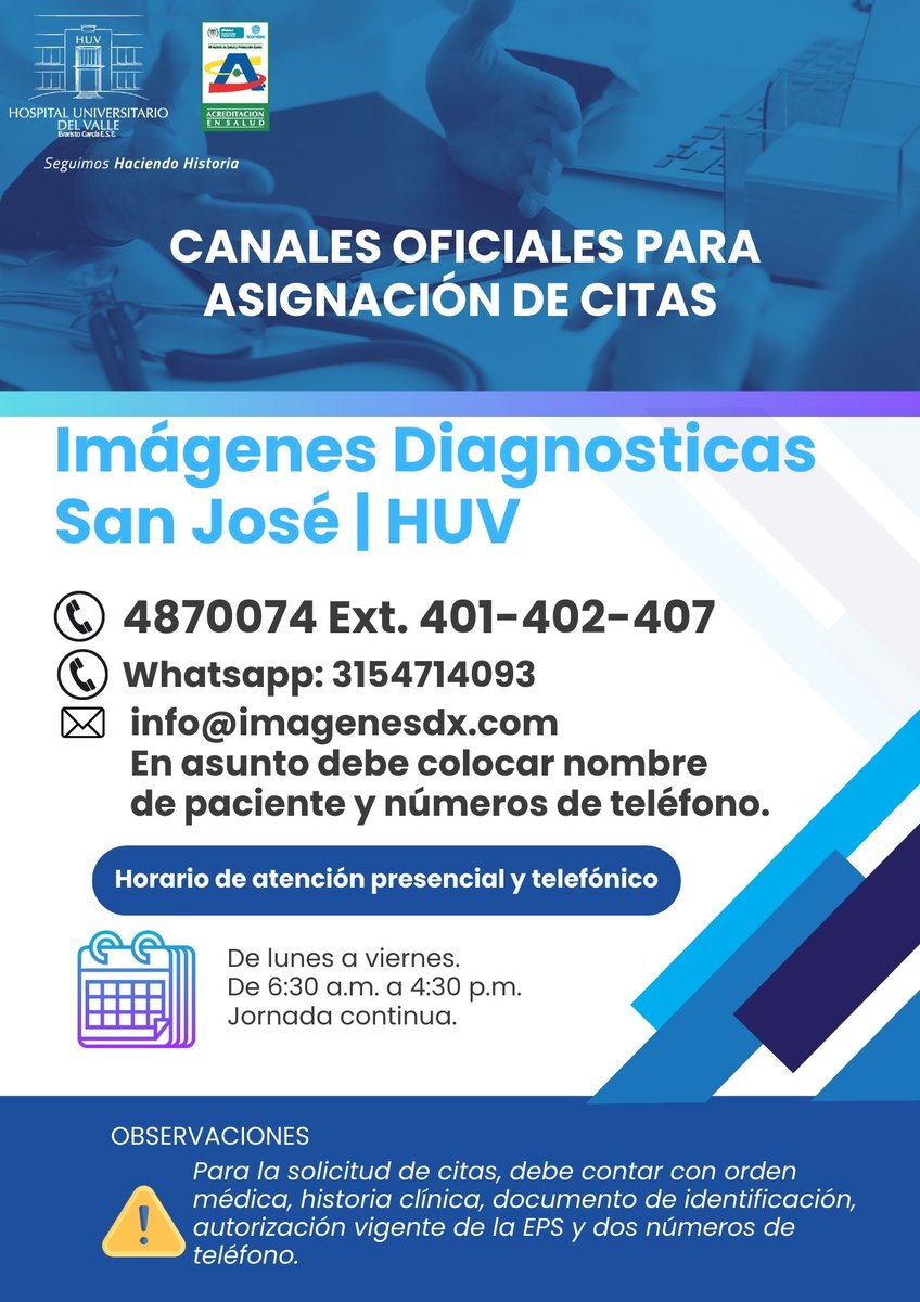 red_valle's tweet photo. Les compartimos los canales de atención que tiene habilitado el Hospital Universitario del Valle Evaristo García - HUV para  agendar citas.

¡Por favor compartir la información!👇 https://t.co/3Gn6aEdX4h