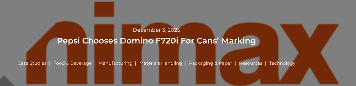 Ind_today's tweet image. Pepsi Chooses Domino F720i for Cans’ Marking

🔗 industrytoday.com/pepsi-chooses-…

#Manufacturing #BeverageIndustry #LaserCoding #ProductionTech