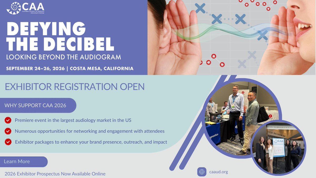 As the premier audiology gathering in the largest US market, this is your prime opportunity to connect with hundreds of audiologists. Don't miss the chance to showcase your products and services!

👉 Learn more about exhibiting and secure your spot today: buff.ly/v4oIXIv