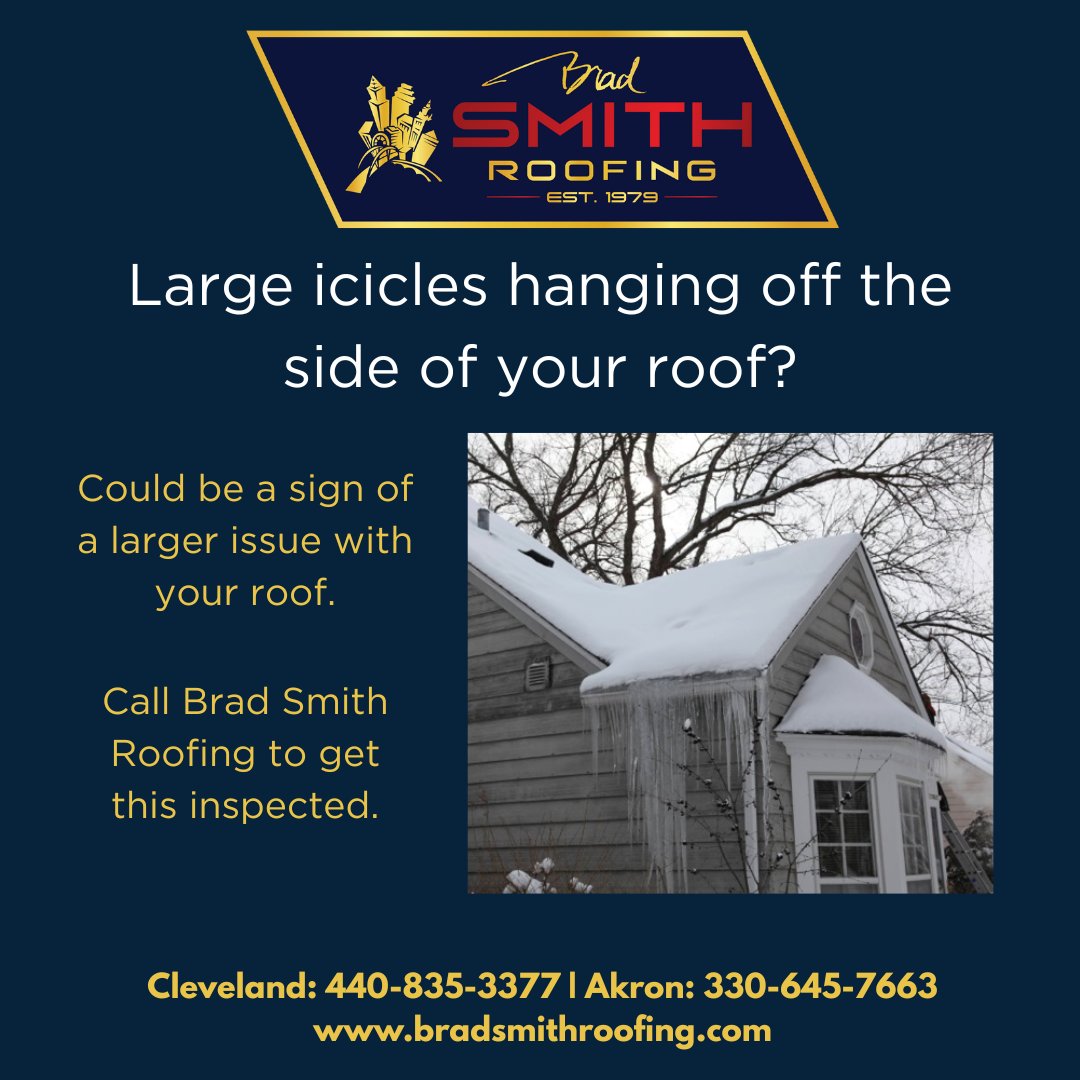 BradSmithRoof's tweet image. 🏠 Ice dams can cause BIG problems fast.
Keep your roof safe this winter with proper ventilation and gutter care.
Protect your home before damage starts.
 Learn more: bradsmithroofing.com
Cleveland: 440-835-3377 | Akron: 330-645-7663
#IceDams #WinterRoofTips #RoofingProblems