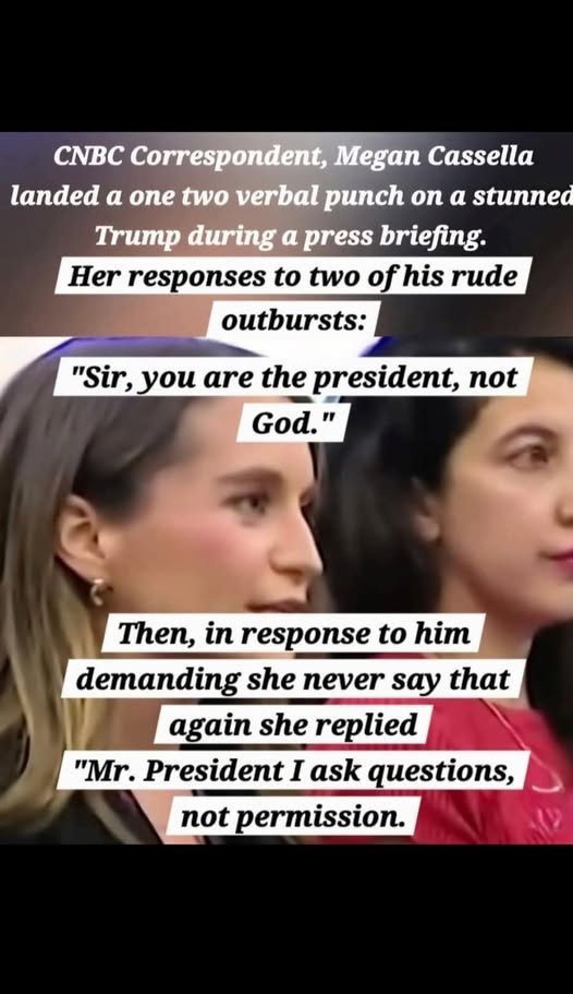 ShePersisted001's tweet image. A reporter finally did it! Let&apos;s give a round of applause to CNBC correspondent Megan Cassella!👏👏👏👏👏👏👏👏👏👏👏A message to male reporters: GROW A PAIR! #TrumpIsUnfitForOffice