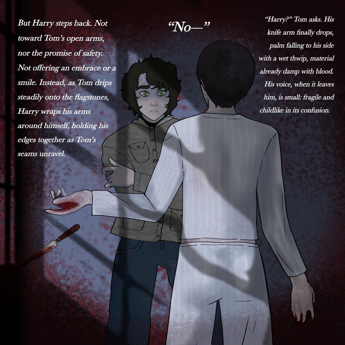 This scene from the last episode of For I Am With You by dizzydreamer. 

I wanted to do something dark, although I think I went overboard because you can't really see anything in the drawing XD

#Tomarry #soulseeker
