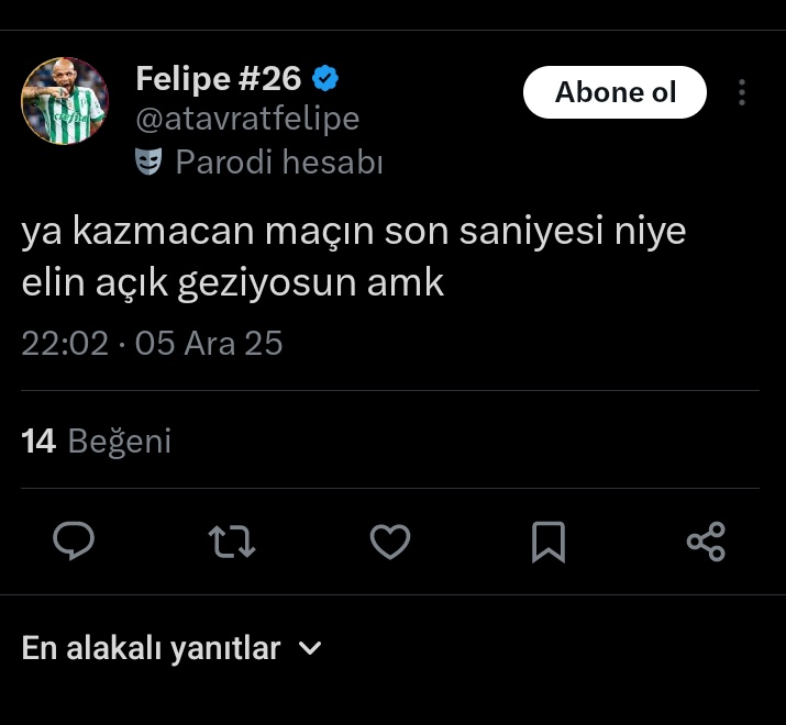 3 dakika önce yazip sildigi twit bu.

Haysiyetsiz pç kurulari