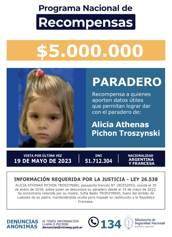 👇Con un CLICK podés hacer mucho, sólo tenés que compartir esta imagen. ℹ️Si tenés información, comunicate de manera anónima al 134 o escribí a denuncias@minseg.gob.ar. #AyudanosAEncontrarlos🇦🇷