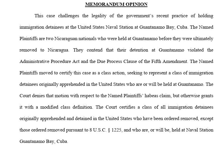 ZoeTillman's tweet image. Long-running fight over the Trump admin housing immigration detainees at Gitmo moves ahead -- judge today:
- denied DOJ's motion to dismiss the case: buff.ly/tWBU7NM 
- certified it as a class action: buff.ly/EPnxd5P