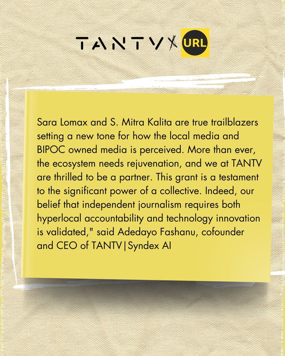 TanTVStudios's tweet photo. Together, we're proving that independent media can scale responsibly. Read the full press release.
https://t.co/oMluMmwDRO 

#IndependentJournalism #MediaInnovation #KnightFoundation #urlmedia https://t.co/RRiFjnp9sW