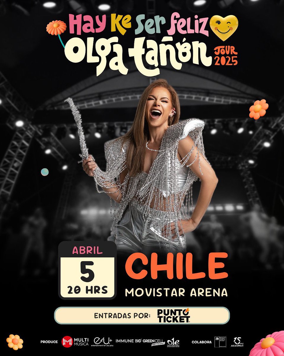 MI CHILE QUERIDO!!!! 🇨🇱🔥 Ya tenemos fecha para nuestro gran fiesta. Nos vemos el domingo, 5 de abril de 2026 en el Movistar Arena. Qué alegría tan grande volver a verlos!!!! 

📣 VENTA DE ENTRADAS
🗓️ Desde el 9 de diciembre, a las 11:00 a.m.
🎟️ A través de Punto Ticket.