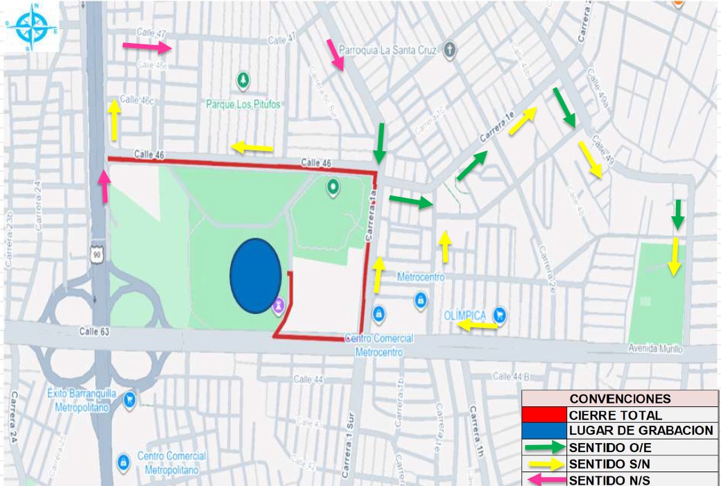 🚧Atención: por carrera atlética para este sábado, de 4:00 p.m. a 7:00 p.m., se cerrarán estos tramos viales:

Calle 46 (norte-sur) de la Circunvalar, sin incluirla, hasta la cra 1 oeste-este.

Calle 45 desde la carrera 1 (norte-sur), sector de la tribuna norte del Metropolitano.