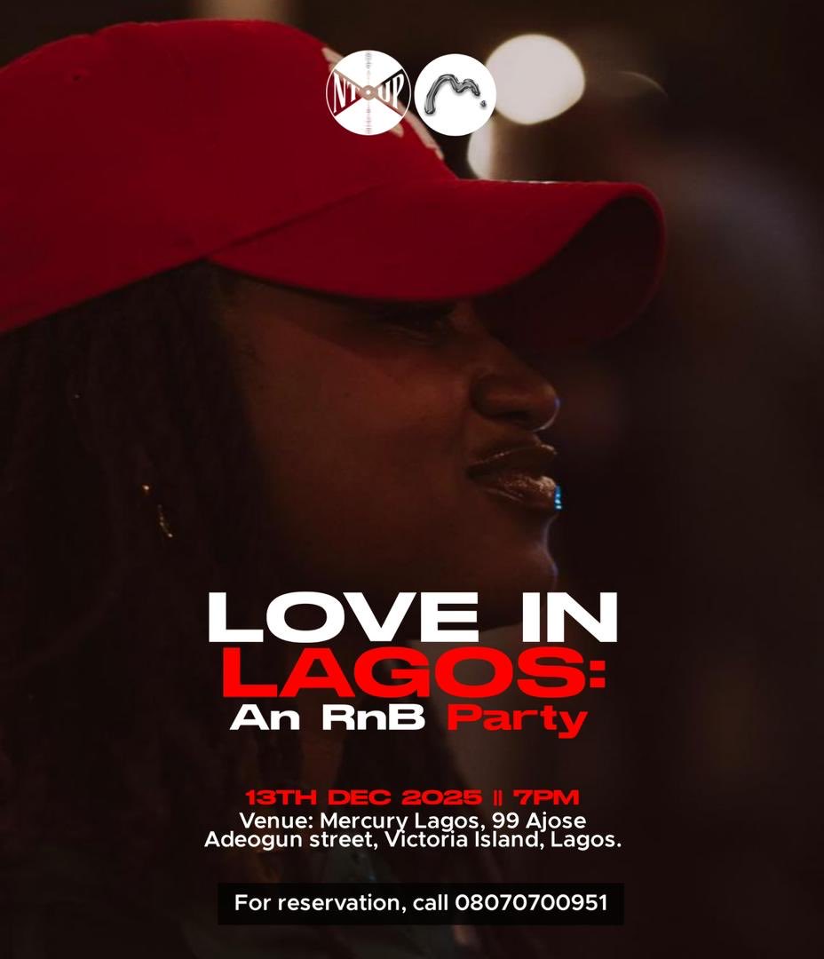 ntuplagos's tweet photo. 🎉 Welcome to December!!! 🎉

We’re kicking off the month with Love in Lagos, the ultimate R&amp;B party for true music lovers!

If you’re an R&amp;B lover, this one’s for you.

RSVP now to secure your spot:

https://t.co/Mvc1w0aINC https://t.co/rQObXMmgGt