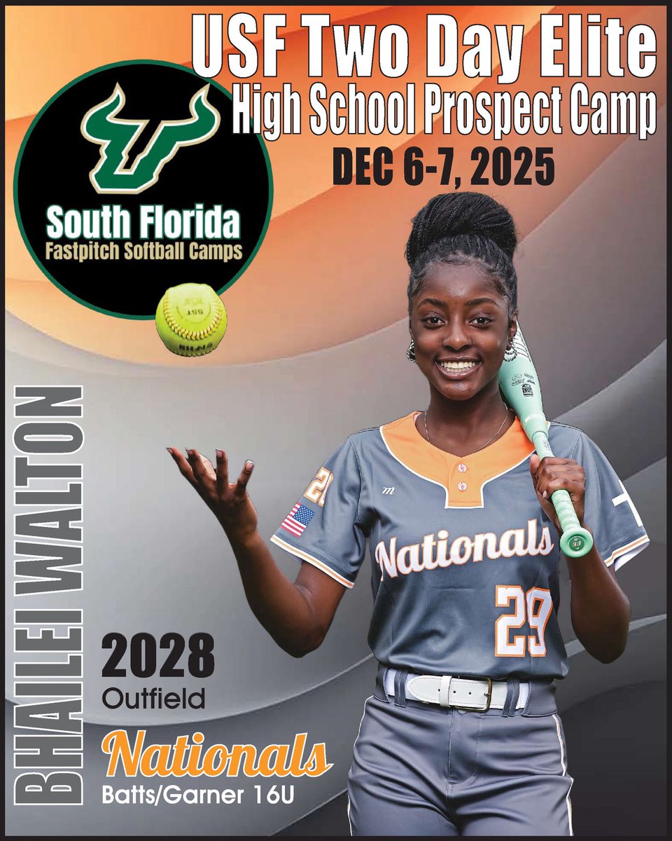 Locked in for USF Elite Prospect Camp. Let’s work. 💚🥎 #2028OF