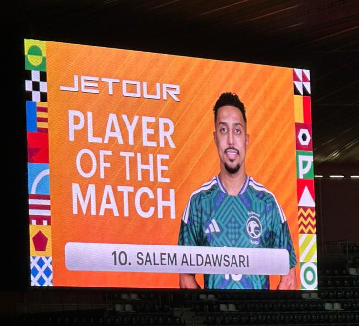🏆 كأس العرب2025
▪️"الجولة الثانية" 

حصل لاعب المنتخب سالم الدوسري على جائزة رجل المباراة .

#شاهد_الآن_الرياضية |عبدالله الثميري <a href="/ABALTHMAIRI/">Abdullah Althmairi</a>
#الاتحاد_السعودي_للإعلام_الرياضي 
#FIFArabCup