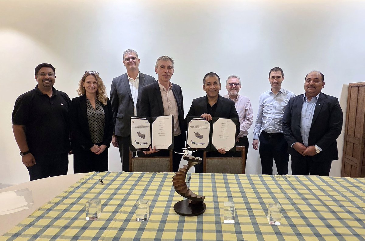 DynamaticTech's tweet photo. @DynamaticTech signs an agreement with @Dassault_OnAir to manufacture and assemble the complete rear fuselage (Section 5) for the Dassault’s latest business jet, Falcon 6X business jet. 

This milestone marks a major step from manufacturing flight-critical aerostructures to complete fuselage assembly.

#MakeInIndia ✈️🇮🇳 #Falcon6X
