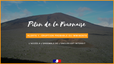 🌋Piton de la  Fournaise – Passage en alerte 1
Depuis 22h30, une forte activité sismique est         enregistrée au Piton de la Fournaise. Le préfet de La Réunion déclenche l’alerte de niveau 1 du plan       ORSEC Volcan : enclos  fermé au public, la RN2         reste ouverte.