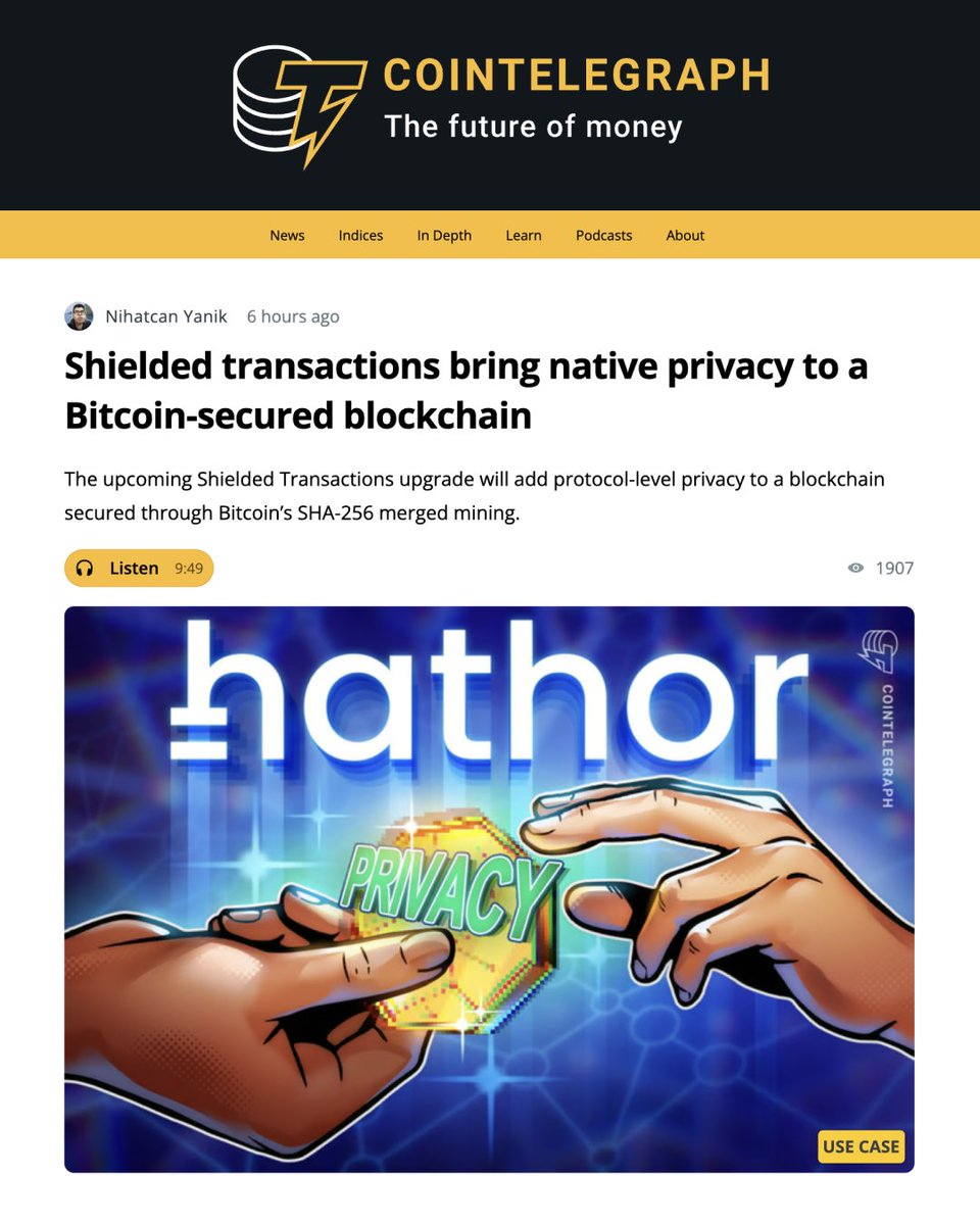 PRIVACY: Shielded Transactions! 🛡

"Hathor is bringing native, compliant privacy to it's blockchain which is secured by Bitcoin."

Amounts and token IDs stay hidden, while speed and transparency remain intact, finally bridging the gap between confidentiality and enterprise