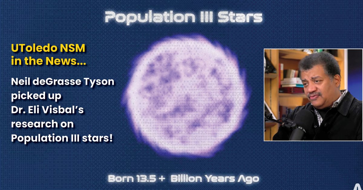 Astrophysicist <a href="/neiltyson/">Neil deGrasse Tyson</a> Neil deGrasse Tyson discusses Population III stars in relation to recent research published by <a href="/UToledo/">The University of Toledo</a>'s Dr. Eli Visbal, an associate professor of astronomy, <a href="/UToledoAstro/">University of Toledo Astronomy & Astrophysics</a>, &amp; doctoral student Ryan Hazlett.
youtube.com/watch?v=vs56Fv…
#UToledoNSM #JWST
