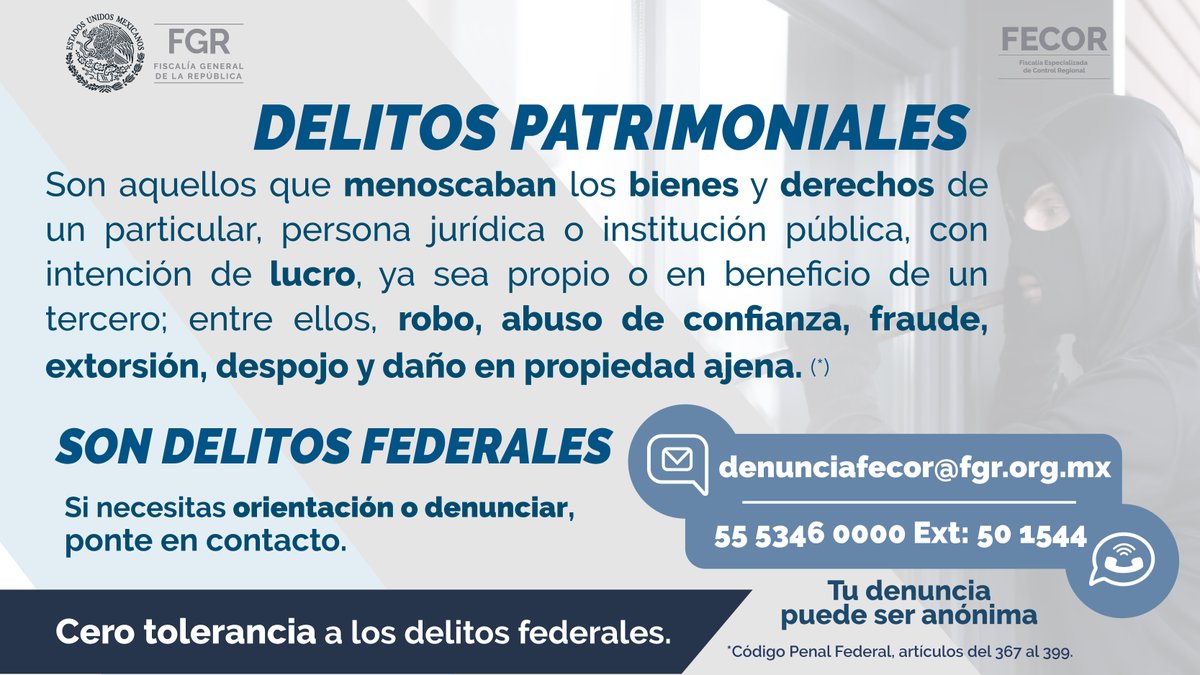 Si necesitas orientación o denunciar, ponte en contacto.

Tu denuncia puede ser anónima.

Cero tolerancia a los Delitos Federales.
#FiscalíaFederalChiapas
