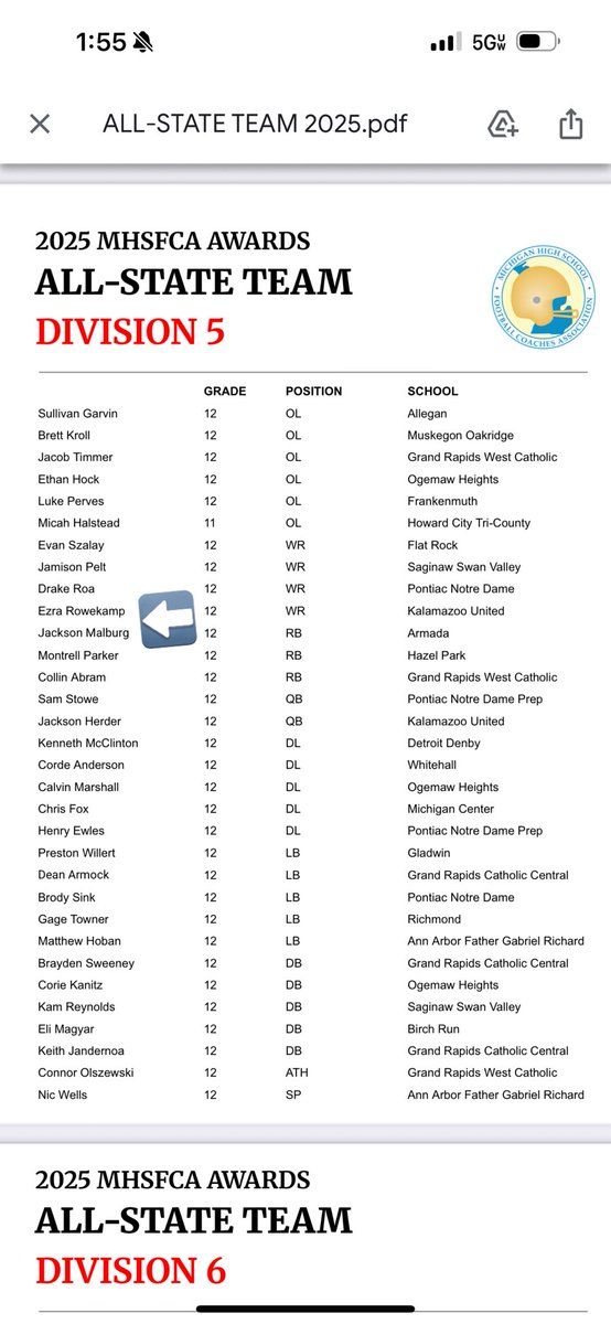 malburg_jackson's tweet image. Thankful to be named 1st Team All State for the 2nd year! Thanks to my team and coaches for everything! @ArmadaFootball @TheD_Zone @PrepRedzone @MichFBFrenzy @alex_pallone