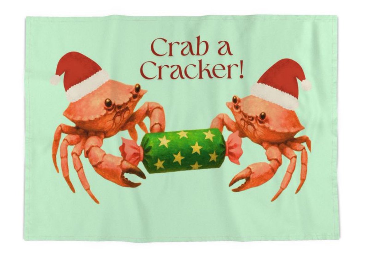 Crab a Cracker Tea Towel 

Make it a Crabby Christmas! 

contrado.co.uk/stores/myriadl…

#crabs #cromer #Norfolk