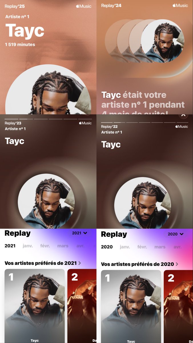 MarieAntoineAk1's tweet photo. Depuis 2019 fidèle à mon poste , 2020, 2021, 2022, 2023, 2024, 2025…
@AppleMusic a les preuves : 6 ans de loyauté envers @TaycOfficiel 🤍
Le jour de mon mariage… s’il ne vient pas chanter, j’annule la mon abonnement Apple 😫. » #loyal #fidelity https://t.co/vdAynAw5JU