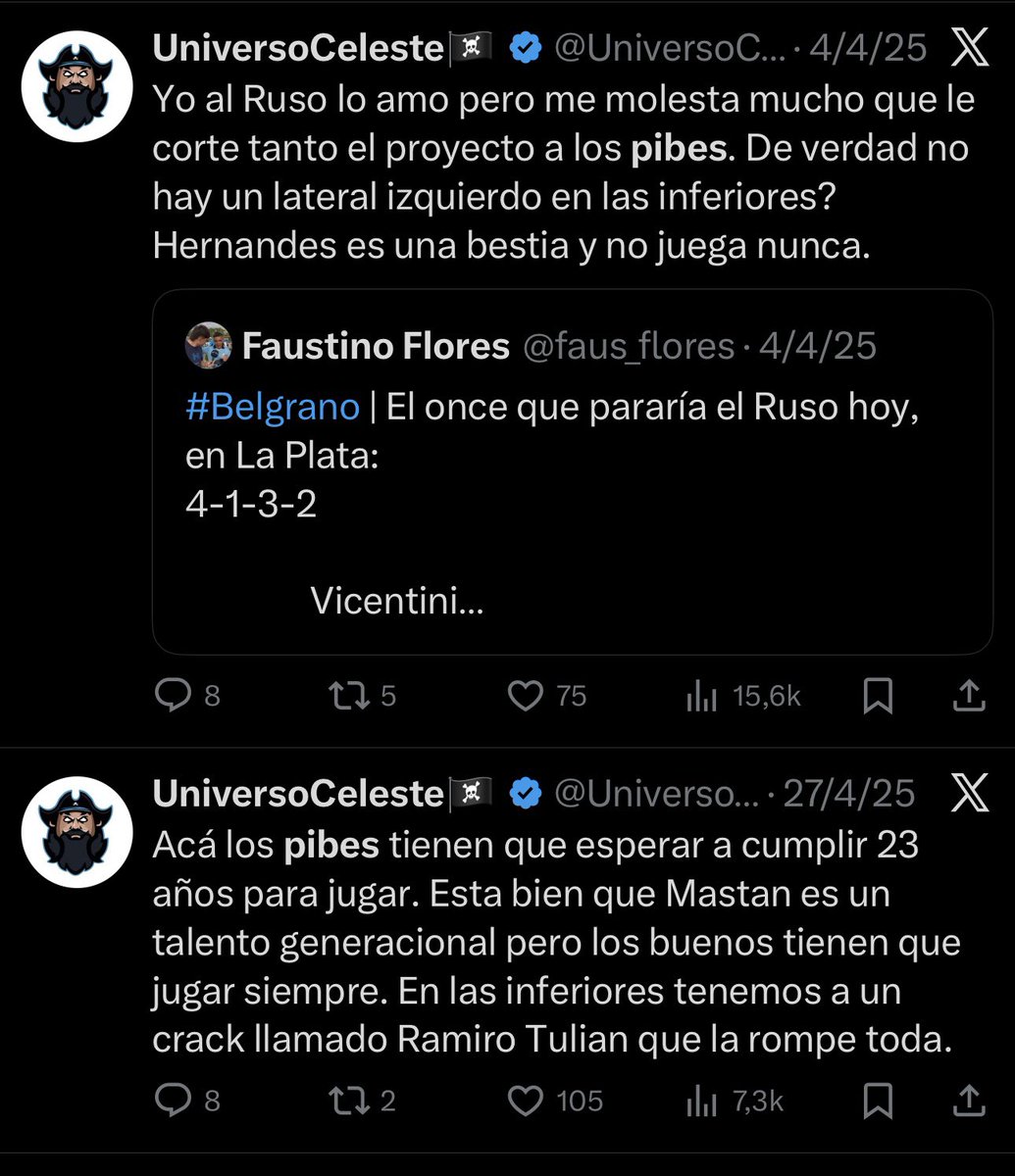 FavioAlabart's tweet photo. @UniversoCelest Si queres que fichen a tantos jugadores, después no pidas que jueguen los pibes. Abz https://t.co/SPeFq3Rqpm