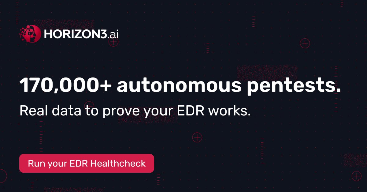Horizon3ai's tweet image. #NodeZero has executed 170,000+ autonomous pentests across EDR-protected environments — each revealing how endpoint tools actually perform under pressure.

The EDR Healthcheck gives practitioners the same level of visibility:
📈 Technique coverage heatmaps by vendor
🧠 Detection…