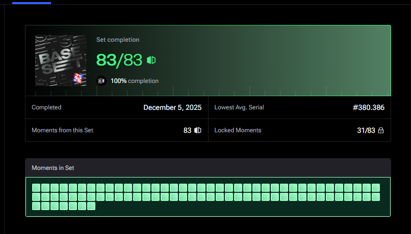 mempheattle420's tweet photo. Yessir!!! Keeping that LAS# low!!! 380!! Been only locking single and double digits moments and been burning anything higher than #500. (Unless I just like the serial#) So far 31/83 are locked. LFG!! @NBATopShot #SetCompletion #CommonCollector https://t.co/P7KDL8KtDY