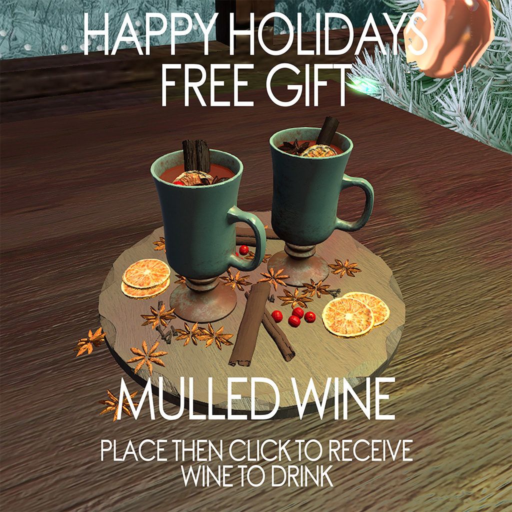 Holiday SHOP &amp; HOP and NEW RELEASE
Save 20% on select products!
maps.secondlife.com/secondlife/Tin…

NEW FREE GIFT - Mulled Wine

NEW COUCH &amp; CHAIR RELEASE
In collaboration with LOCKBOX
Save 20% by buying at the event!

DEMO available in STORE
maps.secondlife.com/secondlife/Pou…