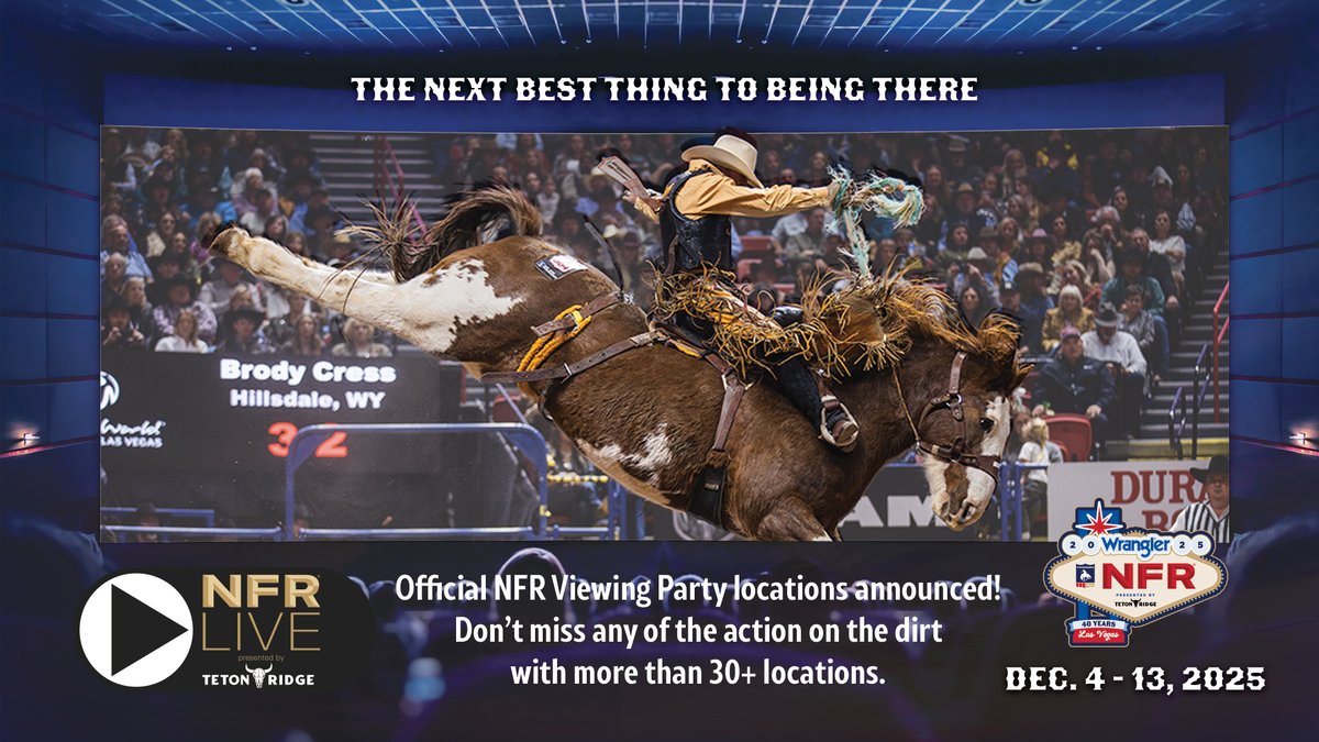 LasVegasNFR's tweet photo. No ticket? No problem. π€
Catch every ride, every rope, and every win with NFR LIVE presented by Teton Ridge β 30+ official viewing parties all across Las Vegas this December. π₯β¨
View the full listing here! π https://t.co/igIjBqRGST
#WranglerNFR #NFRLIVE https://t.co/uQXHQ3iG8M