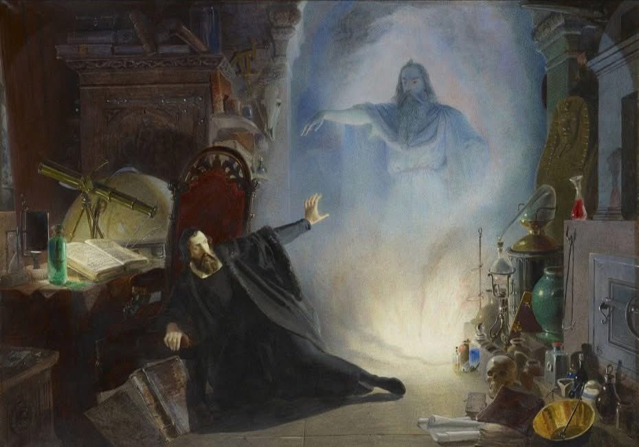 Edward Henry Corbould, R.I. (Londres, 5 de diciembre de 1815 - Londres, 18 de enero de 1905) fue un artista británico, conocido como pintor histórico y acuarelista.

La pintura de Corbould representa el momento en el que Mefistófeles se aparece al erudito Faust en su laboratorio.