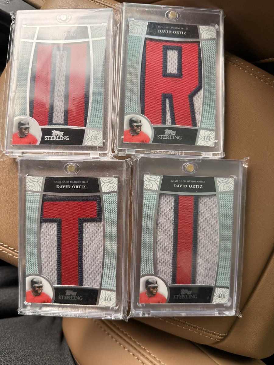TheDennisKelly's tweet photo. @Topps and @davidortiz I need your help finding the Z so I can complete the nameplate. 2023 Sterling. All are 1/1. #baseball #cards #topps https://t.co/l0lgaohs3o