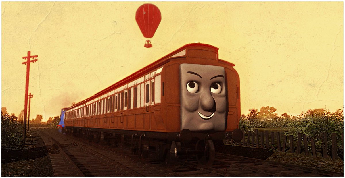Subiboard's tweet image. Old Slow Coach recalls the good old days as she remembers bringing passengers in the early days of the railway, from seeing the shining dawn of the sunset to a red balloon soaring through the sky.