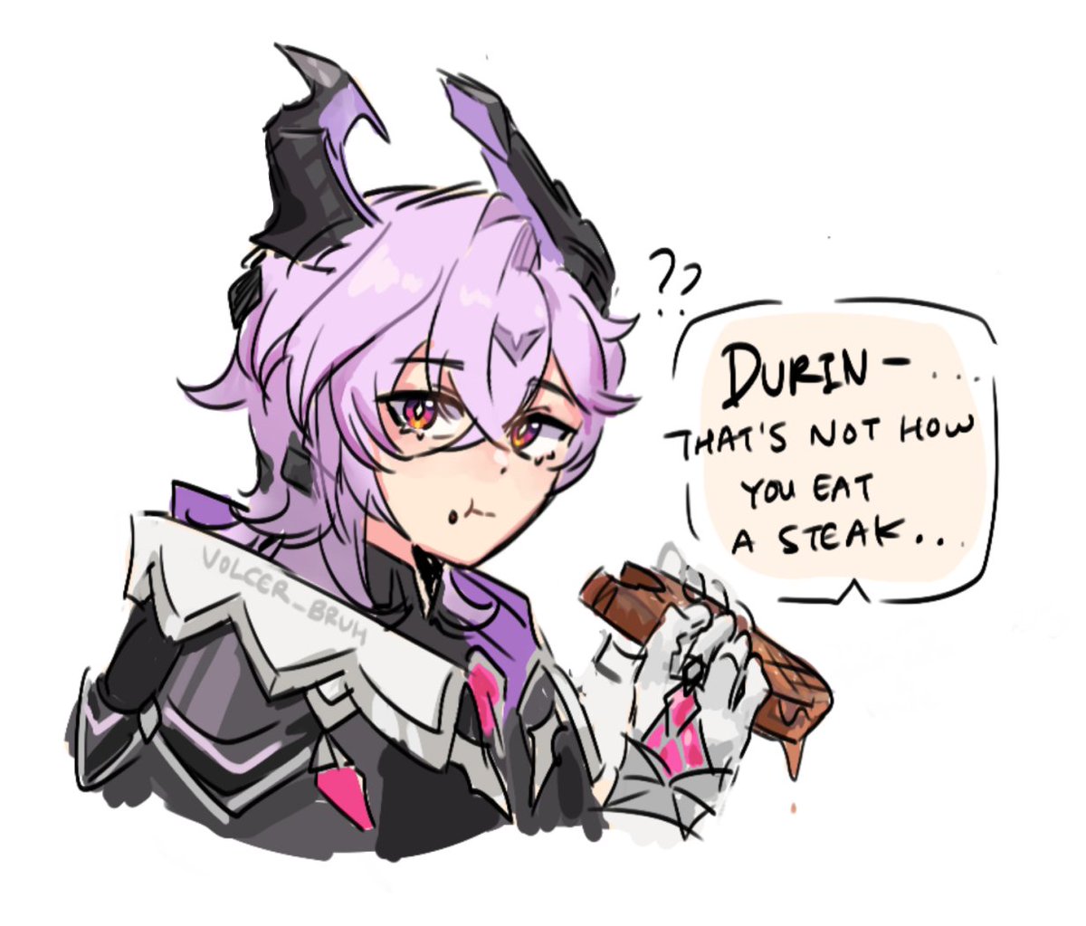 His first steak (it was delicious).
#durin