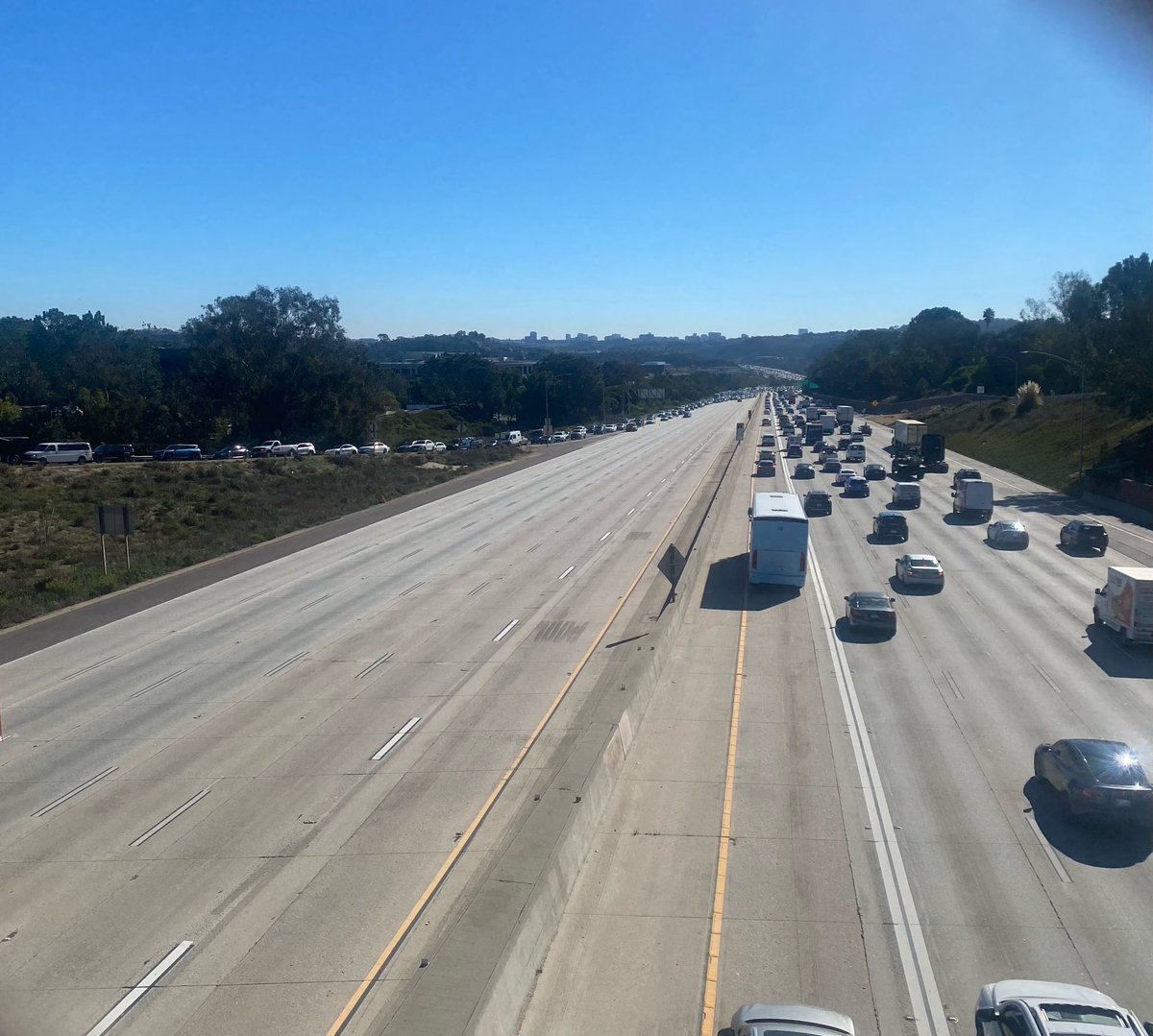 Interstate 5 Northbound at Del Mar Heights Road all lanes will be closed for unknown duration due to police activity. All northbound traffic is being diverted off at Del Mar Heights Road.